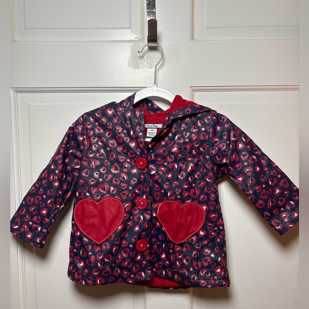 Hartstrings Navy and Red Heart Raincoat